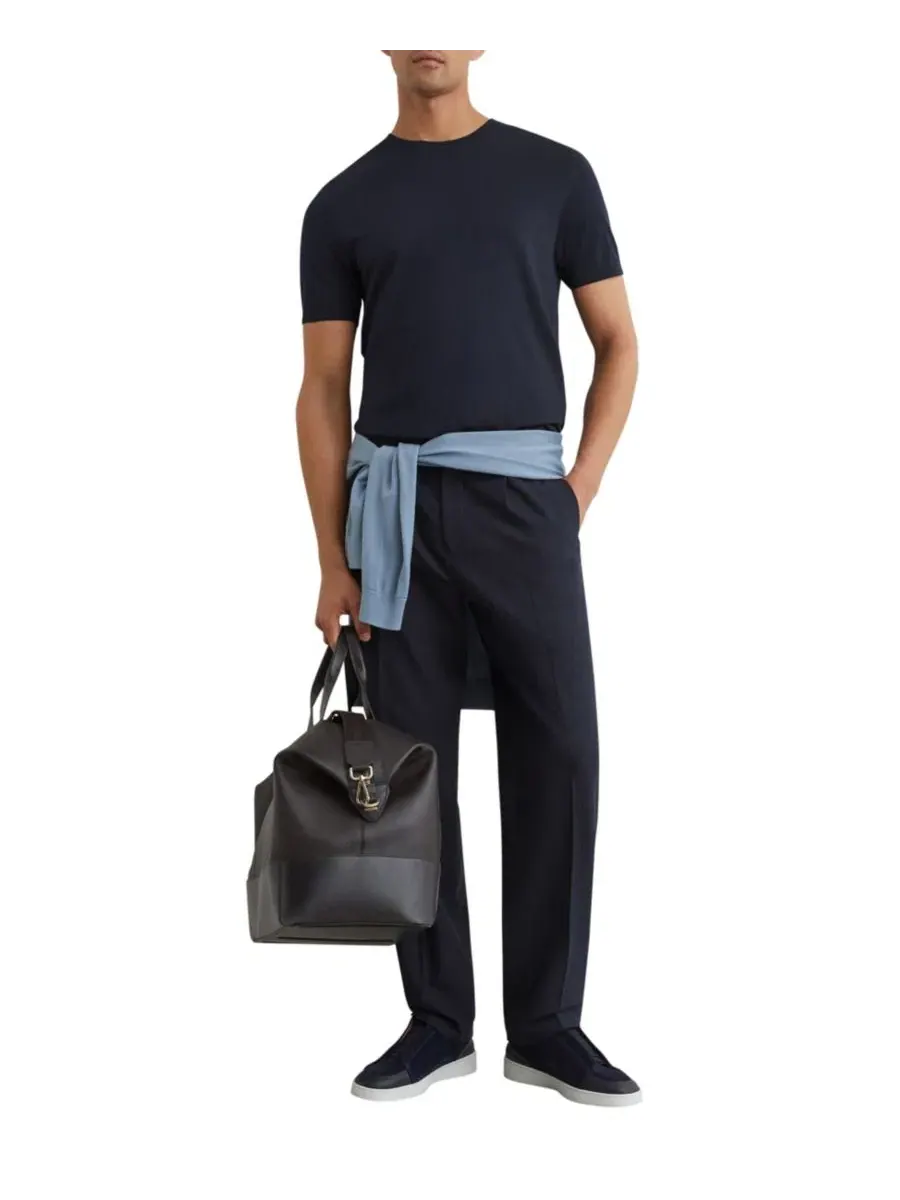 Футболка с коротким рукавом Chad Cotton-Modal Modern-Fit REISS — изображение 3 из 5, темно-синий