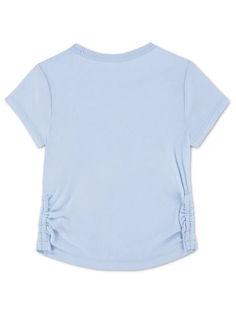 Детская футболка с коротким рукавом в клетку с бантом для девочек 2T-5T Abercrombie Kids — изображение 2 из 3, синий