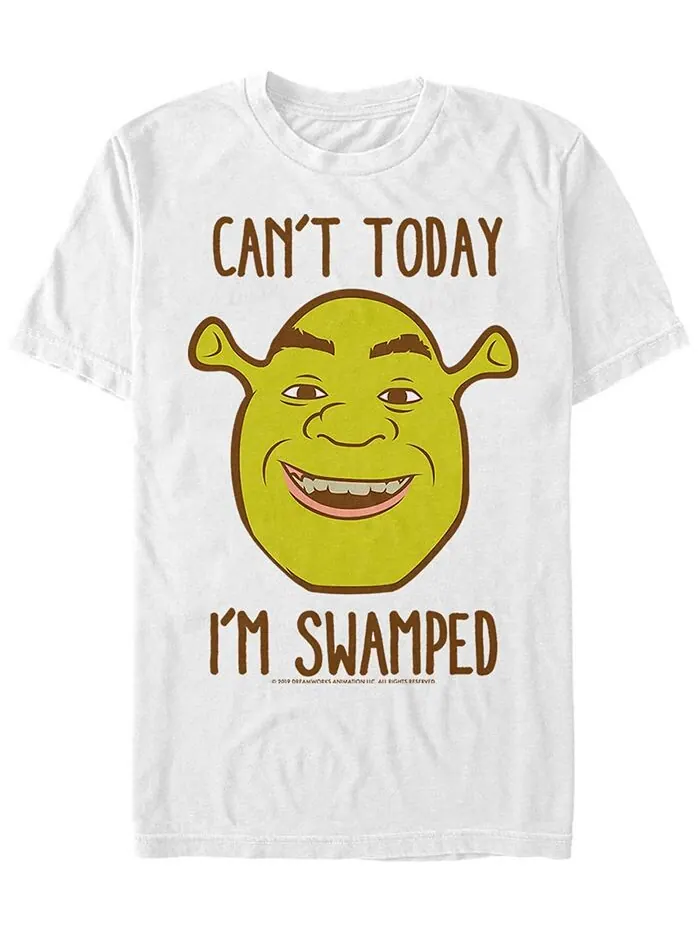 Мужская футболка Shrek с короткими рукавами Can't Today I'm Swamped Fifth Sun — изображение 1 из 1, белый
