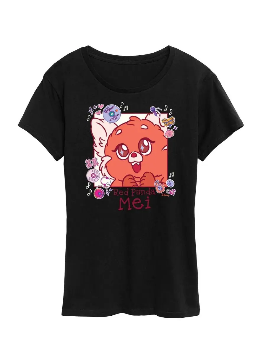 Футболка большого размера Turning Red Mei с изображением красной панды Hybrid Apparel — изображение 1 из 3, черный