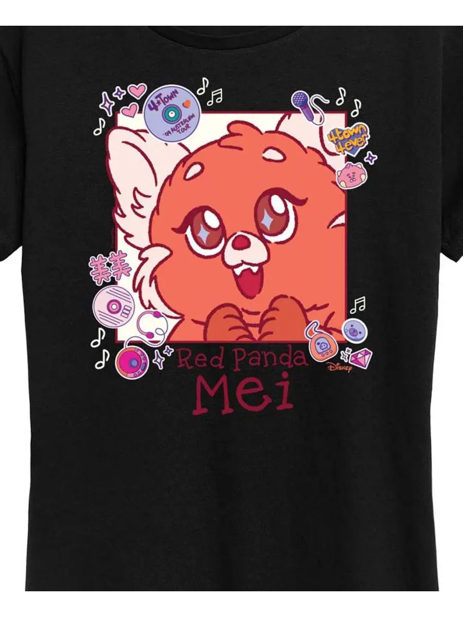 Футболка большого размера Turning Red Mei с изображением красной панды Hybrid Apparel — изображение 2 из 3, черный