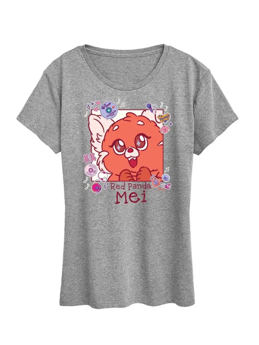 Футболка большого размера Turning Red Mei с изображением красной панды Hybrid Apparel — изображение 1 из 3, серый