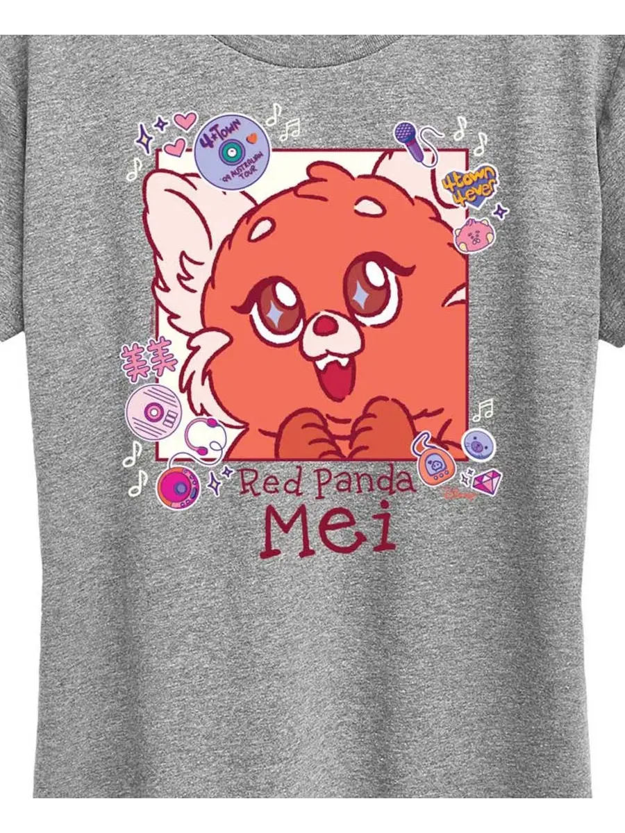 Футболка большого размера Turning Red Mei с изображением красной панды Hybrid Apparel — изображение 2 из 3, серый