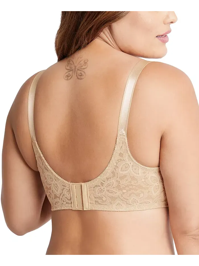 Кружевной бесшовный бюстгальтер с косточками Lace 'n Smooth 2-Ply 3432 Bali — изображение 2 из 3, бежевый