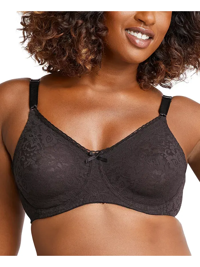 Кружевной бесшовный бюстгальтер с косточками Lace 'n Smooth 2-Ply 3432 Bali — изображение 1 из 1, черный