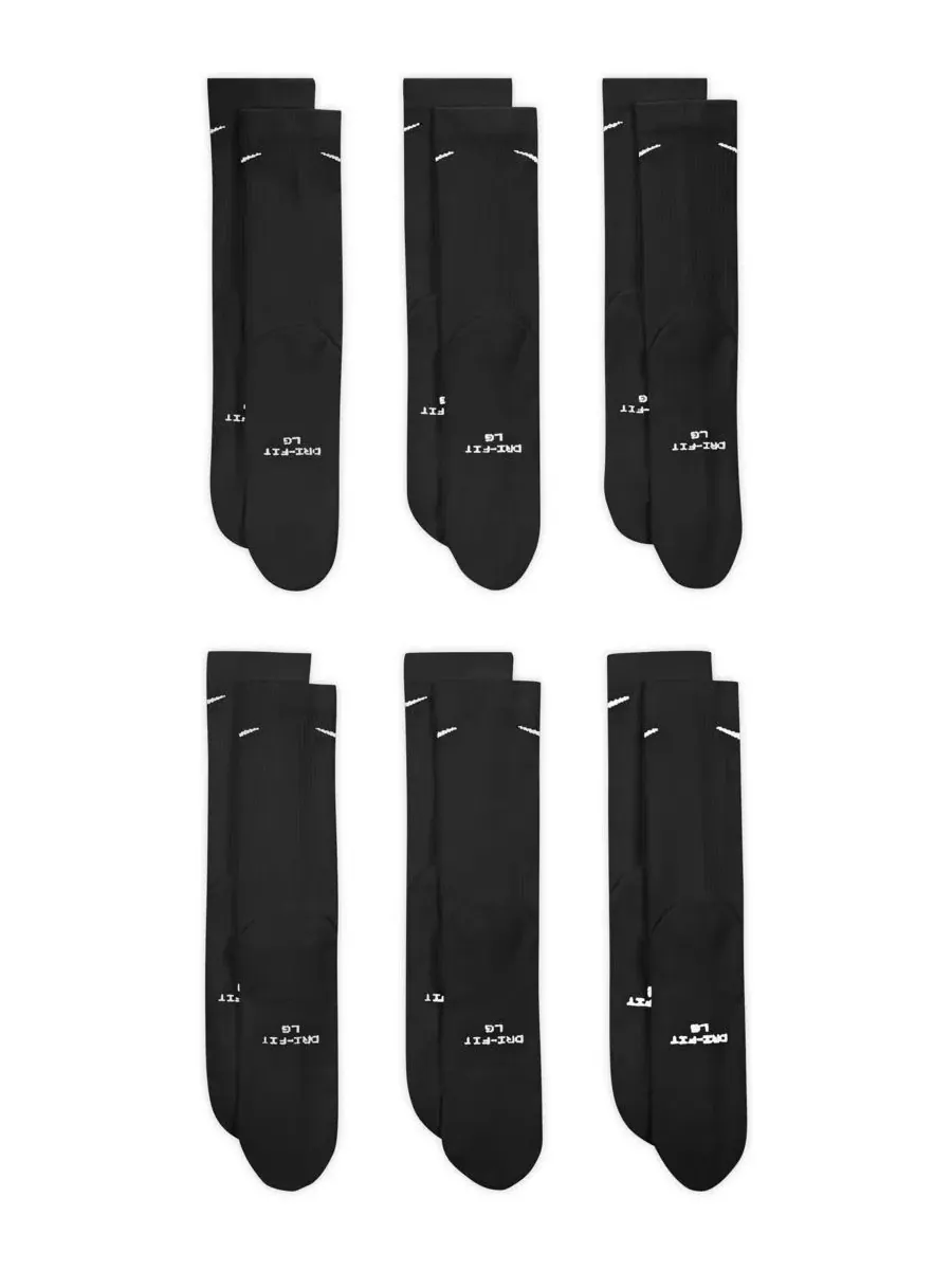 Мужские повседневные носки Elevated Everyday Crew Socks (6 пар) Nike — изображение 1 из 4, черный