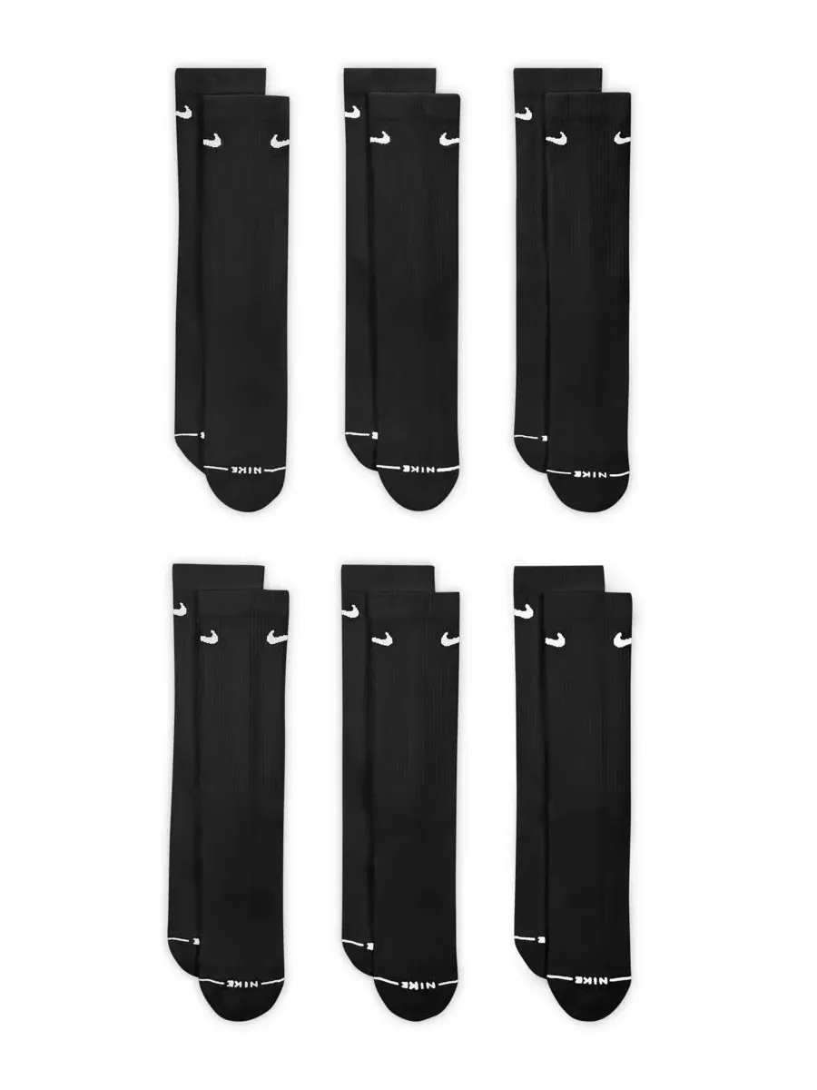Мужские повседневные носки Elevated Everyday Crew Socks (6 пар) Nike — изображение 2 из 4, черный