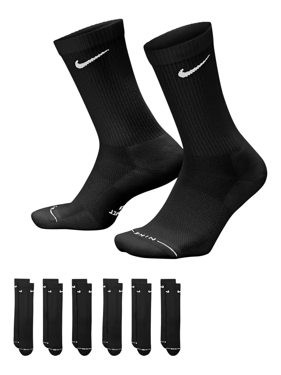 Мужские повседневные носки Elevated Everyday Crew Socks (6 пар) Nike — изображение 3 из 4, черный