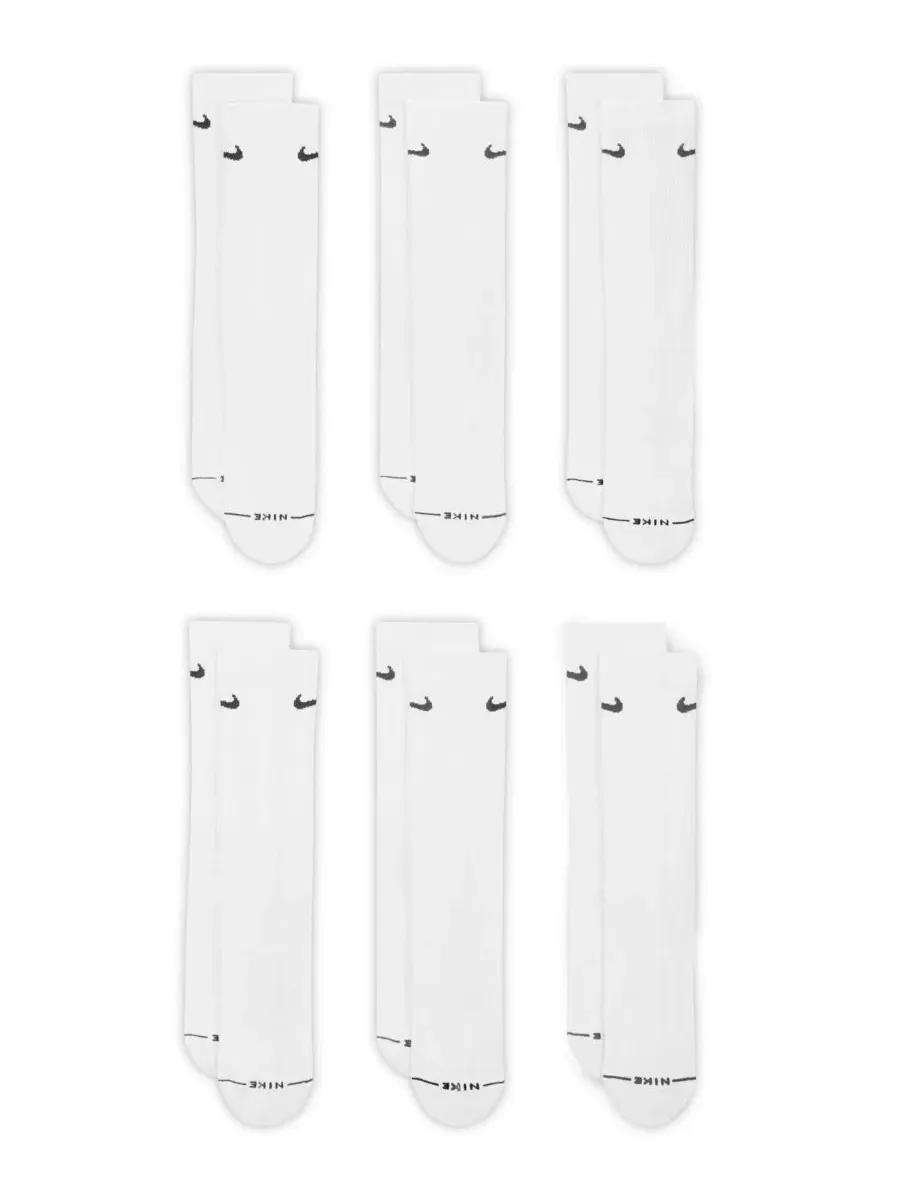 Мужские повседневные носки Elevated Everyday Crew Socks (6 пар) Nike — изображение 1 из 3, белый