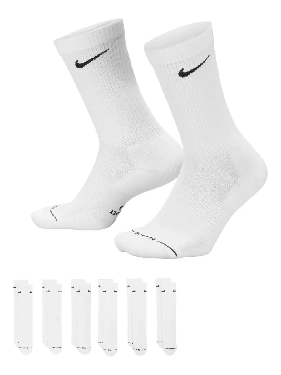 Мужские повседневные носки Elevated Everyday Crew Socks (6 пар) Nike — изображение 2 из 3, белый