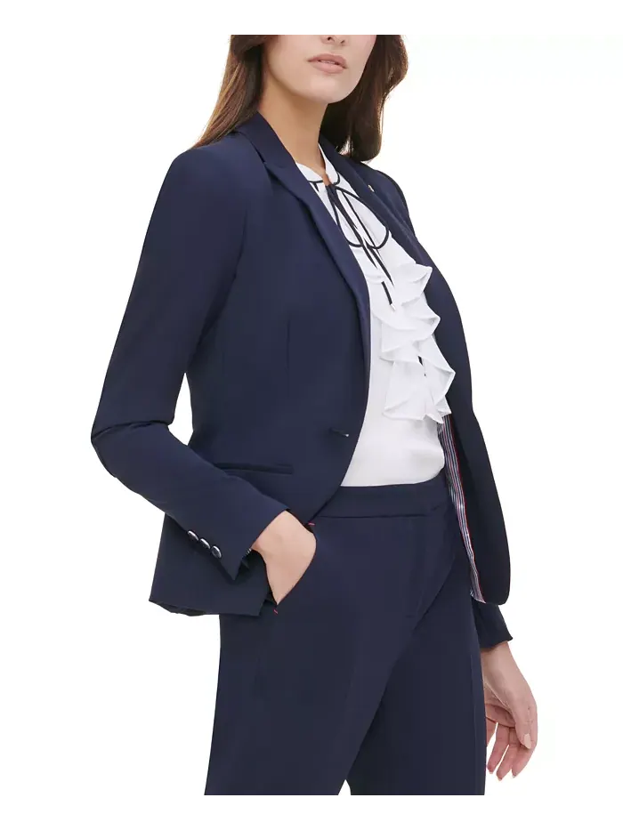Женский однобортный пиджак на одной пуговице Tommy Hilfiger — изображение 3 из 6, синий