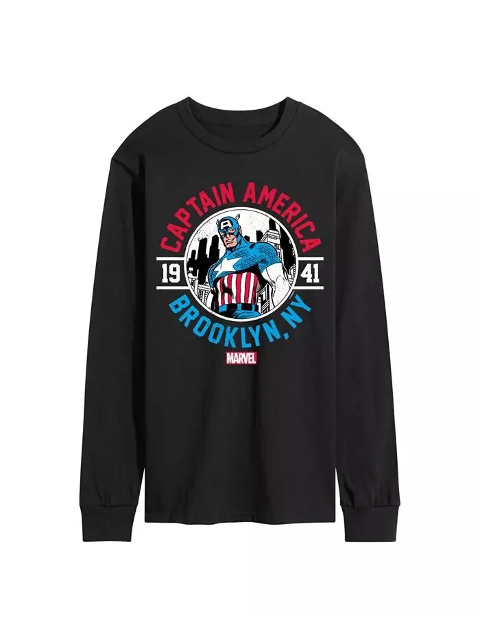 Футболка мужская с длинным рукавом Captain America Brooklyn NY AIRWAVES — изображение 1 из 2, черный