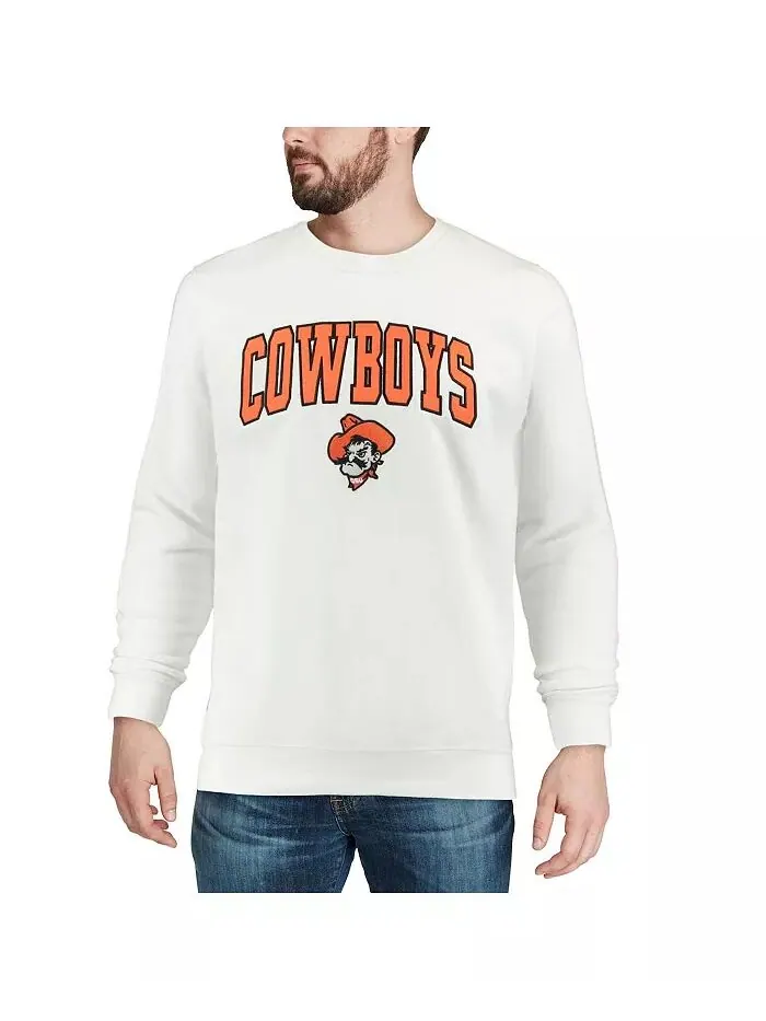 Мужская толстовка Oklahoma State Cowboys с круглым вырезом и аркой Colosseum — изображение 4 из 7, белый