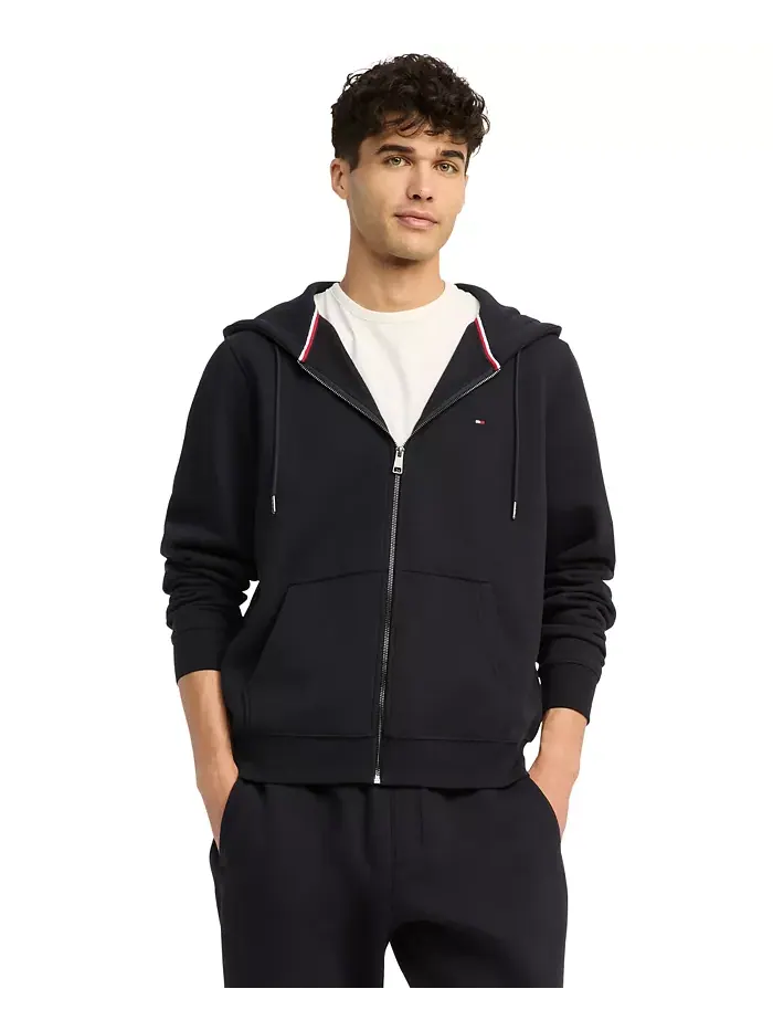 Мужская худи с длинным рукавом на молнии и логотипом-флагом Tommy Hilfiger