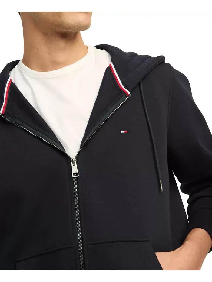 Мужская худи с длинным рукавом на молнии и логотипом-флагом Tommy Hilfiger — изображение 3 из 4, голубой