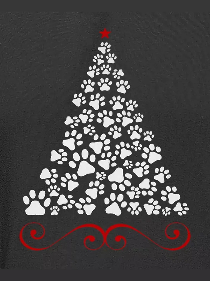 Мужская толстовка с капюшоном Paw Christmas Tree Word Art LA Pop Art — изображение 3 из 5, серый