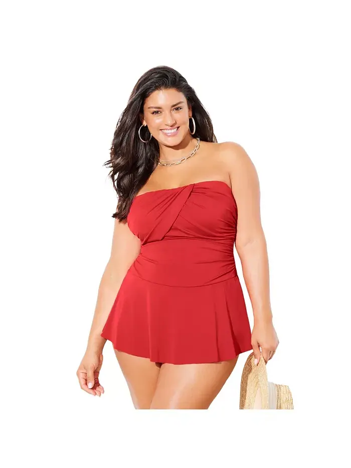 Женский купальник-бандо с юбкой-рюшами Swimsuits for All
