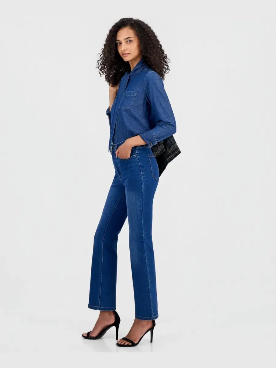 Джинсы с высокой посадкой и клешем Leo Anne Klein — изображение 2 из 4, синий