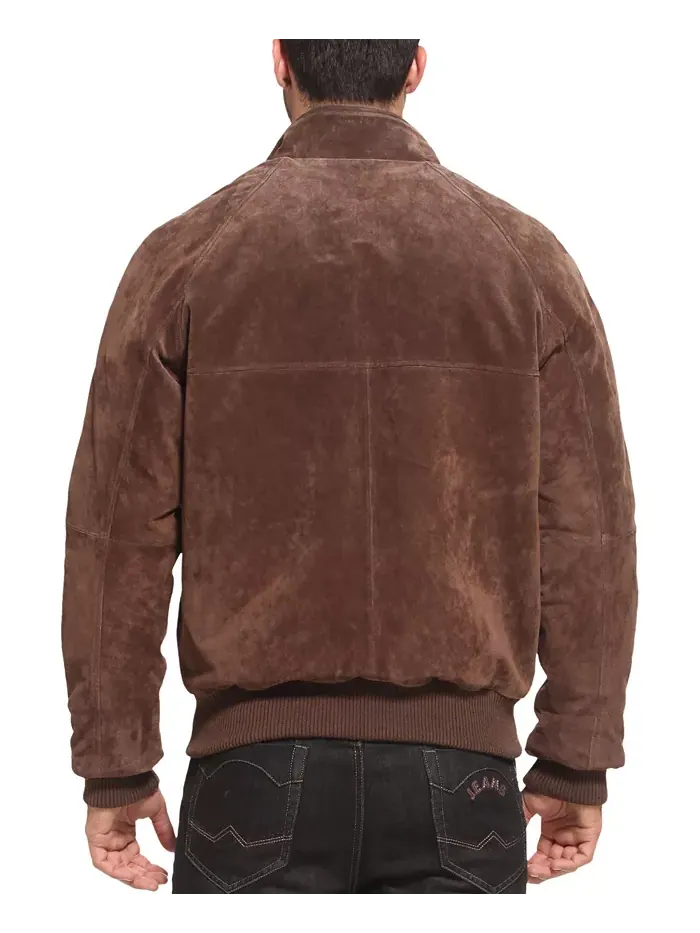 Мужская кожаная куртка-бомбер из замши WWII Landing Leathers — изображение 3 из 3, коричневый