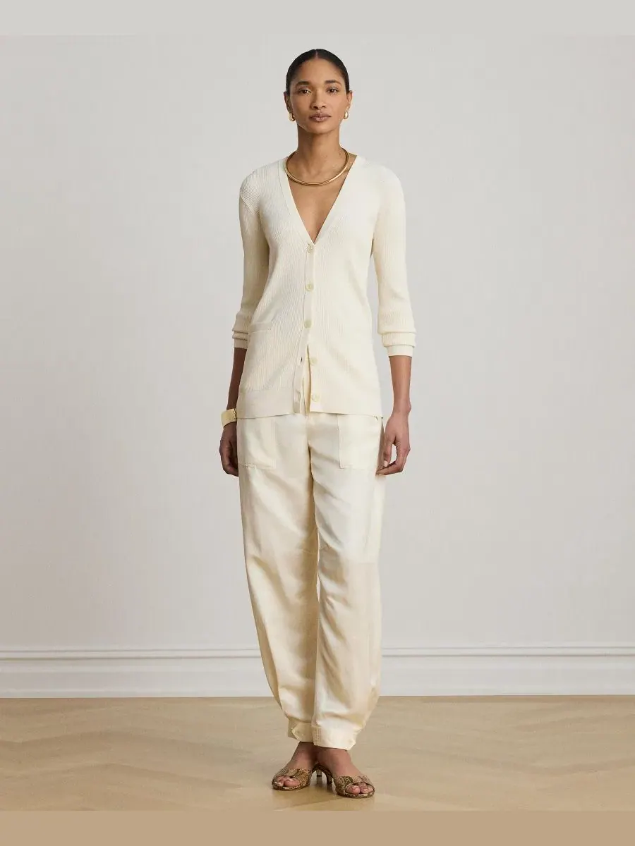 Кардиган женский Slim Fit с длинным рукавом Lauren Ralph Lauren — изображение 2 из 7, кремовый