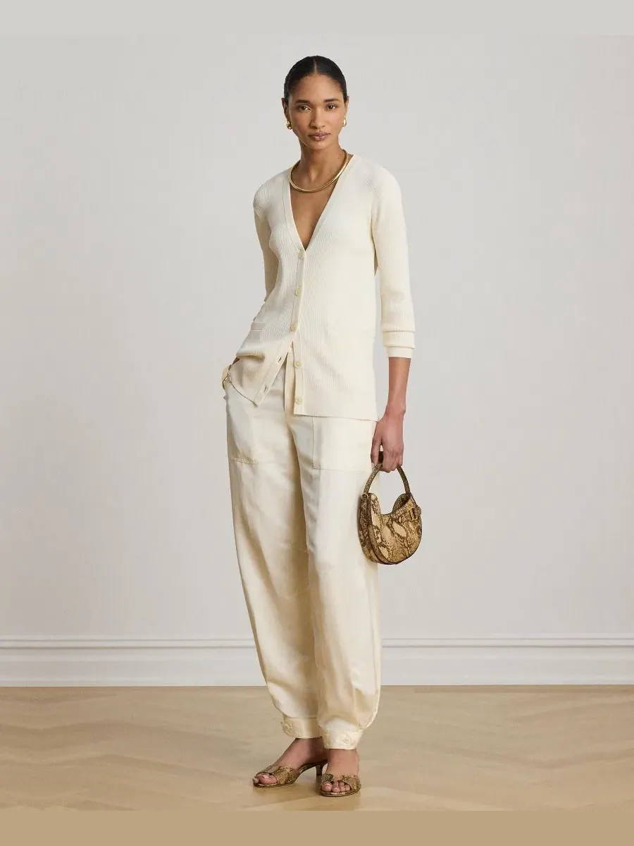 Кардиган женский Slim Fit с длинным рукавом Lauren Ralph Lauren — изображение 5 из 7, кремовый