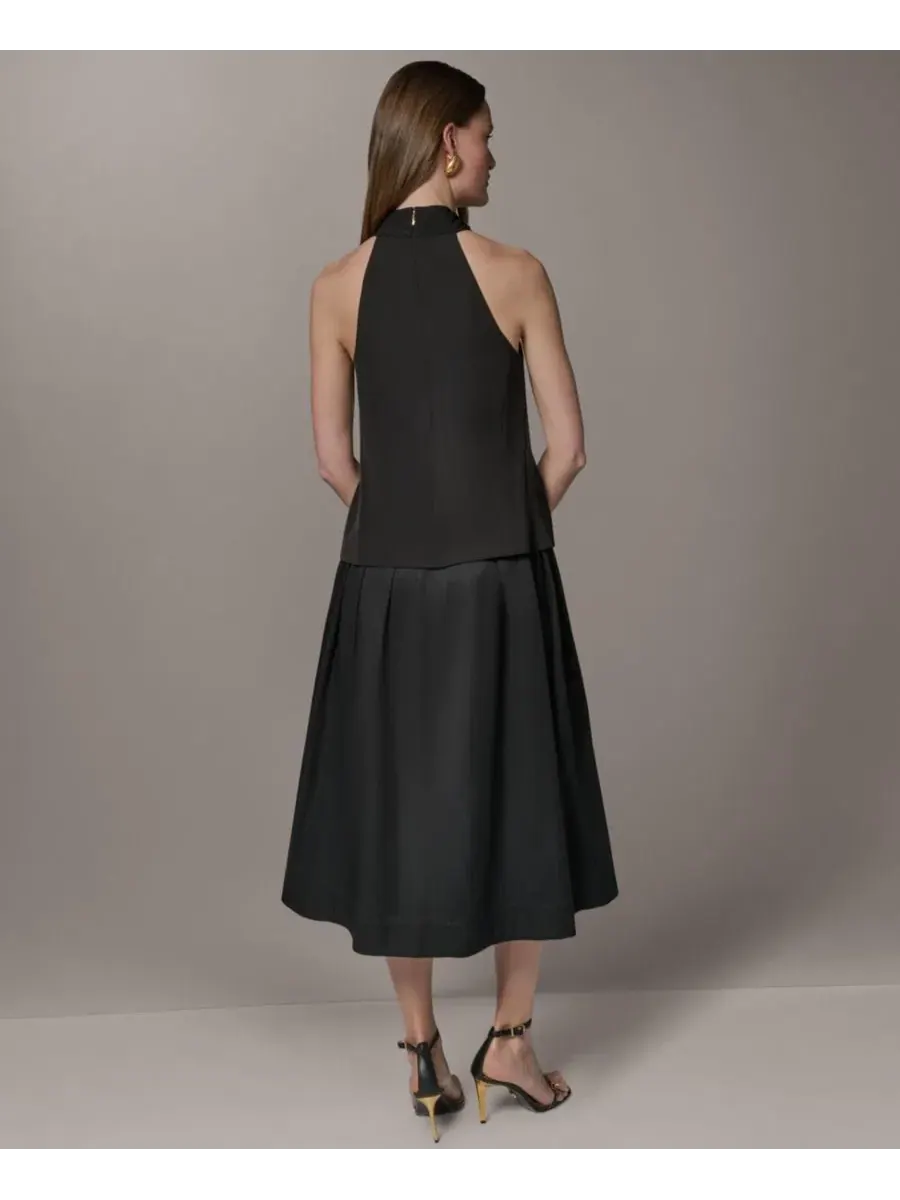 Платье-трапеция без рукавов с запахом Petite Twist Halter Neck Donna Karan New York — изображение 5 из 14, черный