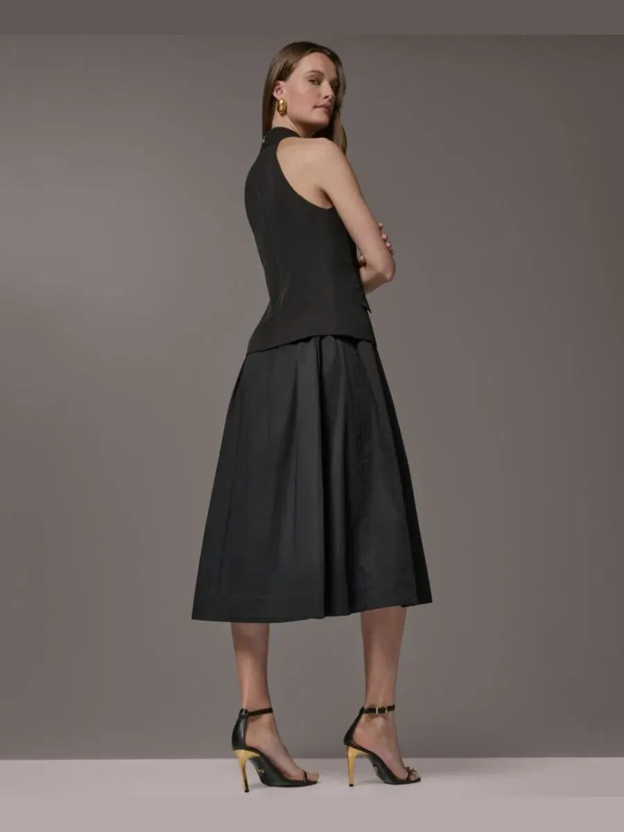 Платье-трапеция без рукавов с запахом Petite Twist Halter Neck Donna Karan New York — изображение 10 из 14, черный