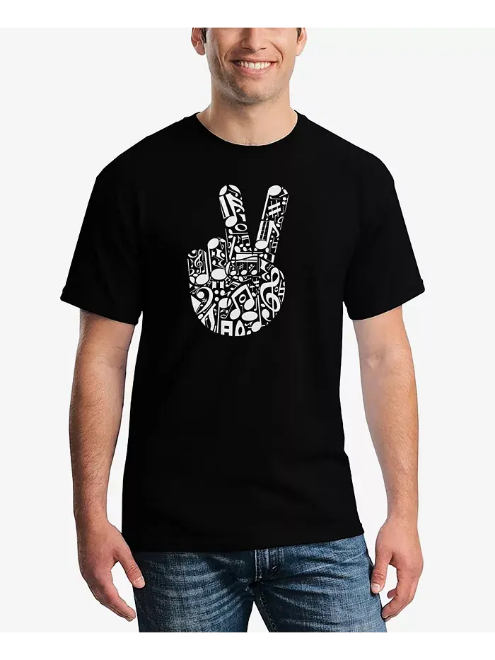 Мужская футболка Peace Finger Notes Word Art LA Pop Art — изображение 1 из 3, черный
