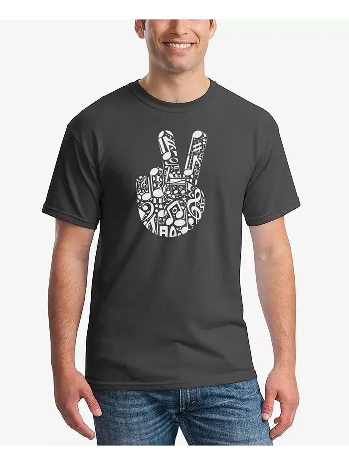 Мужская футболка Peace Finger Notes Word Art LA Pop Art — изображение 1 из 2, серый