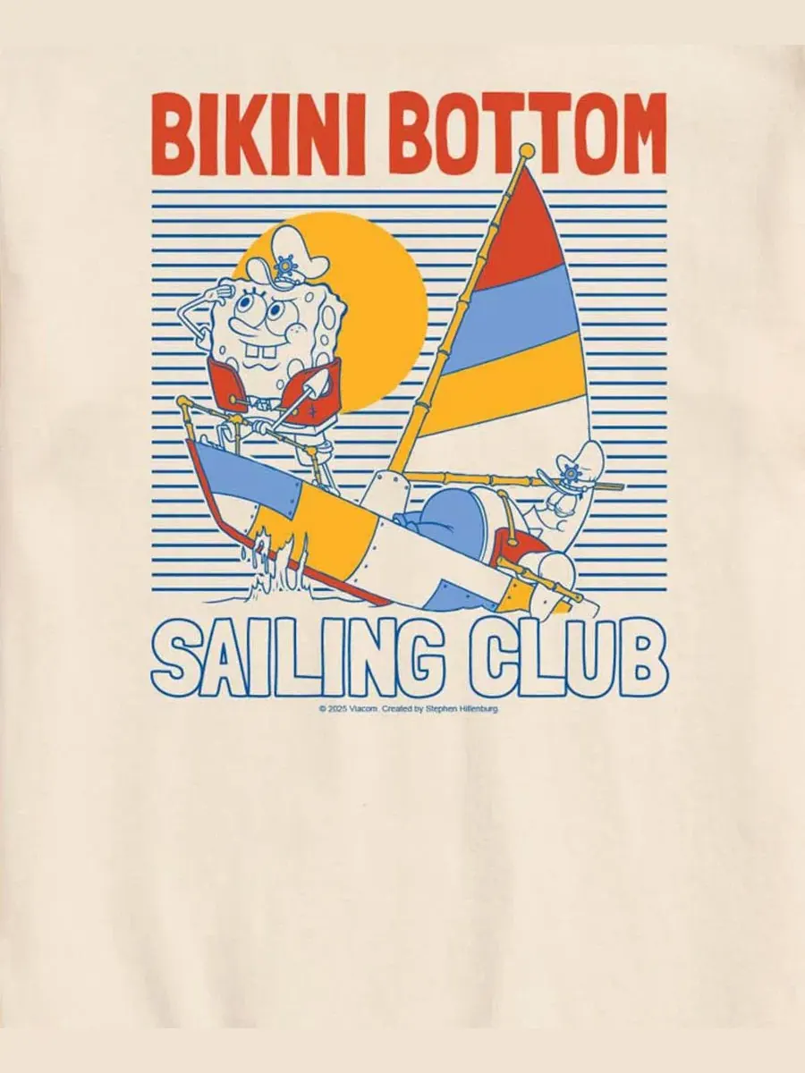 Футболка с принтом Spongebob Squarepants Bikini Bottom Sailing Club AIRWAVES — изображение 3 из 3, бежевый