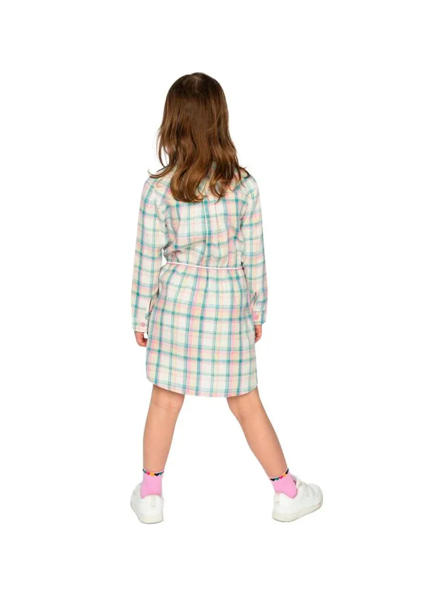 Платье-рубашка с поясом Ivy Kids Deux par Deux — изображение 5 из 7, зеленый розовый