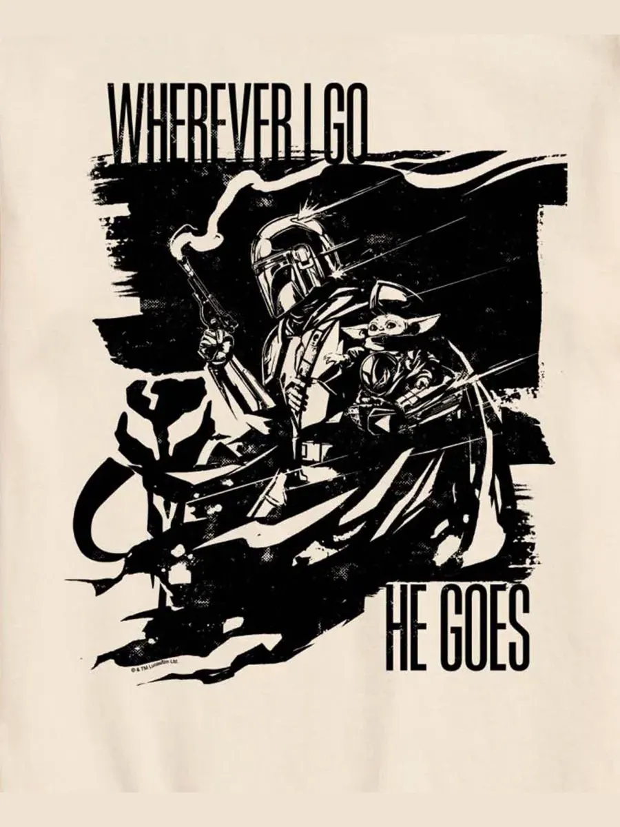 Футболка с принтом The Mandalorian & Grogu Wherever I Go AIRWAVES — изображение 3 из 3, бежевый