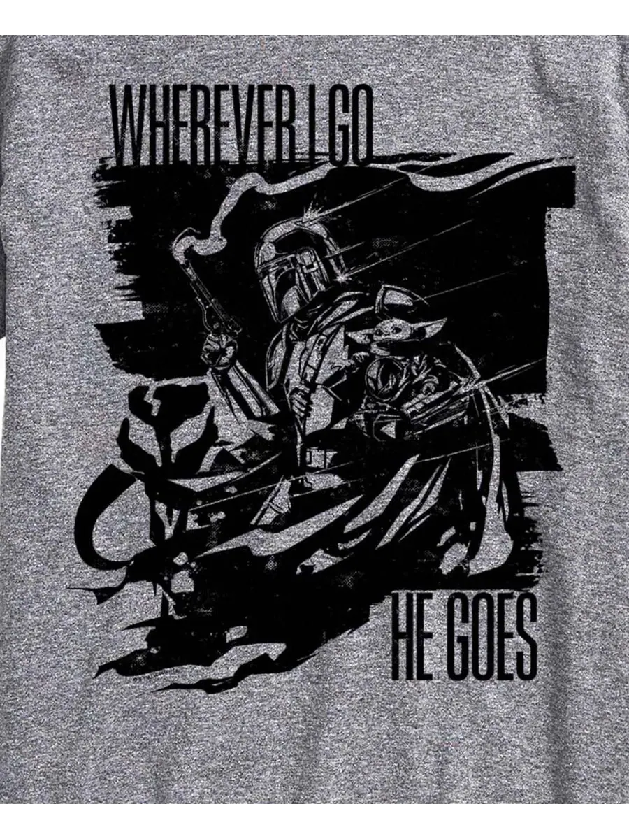 Мужская футболка с принтом The Mandalorian & Grogu Wherever I Go AIRWAVES — изображение 3 из 3, приглушенный