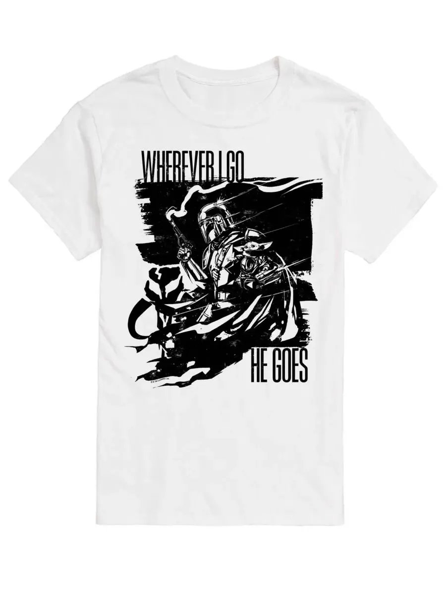 Футболка с принтом The Mandalorian & Grogu Wherever I Go AIRWAVES — изображение 1 из 3, белый