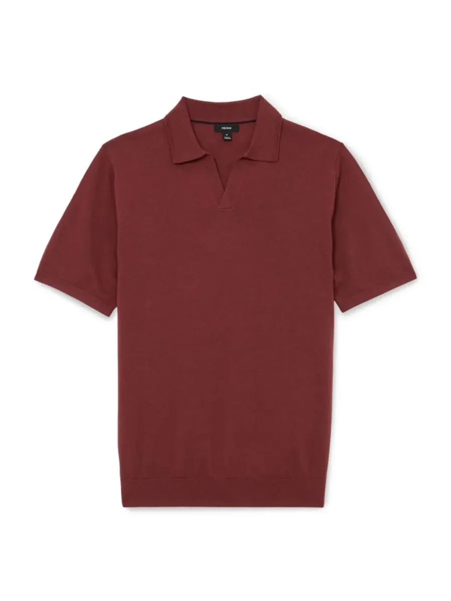Мужское поло из мериносовой шерсти Duchie Open Collar REISS — изображение 9 из 9, синий