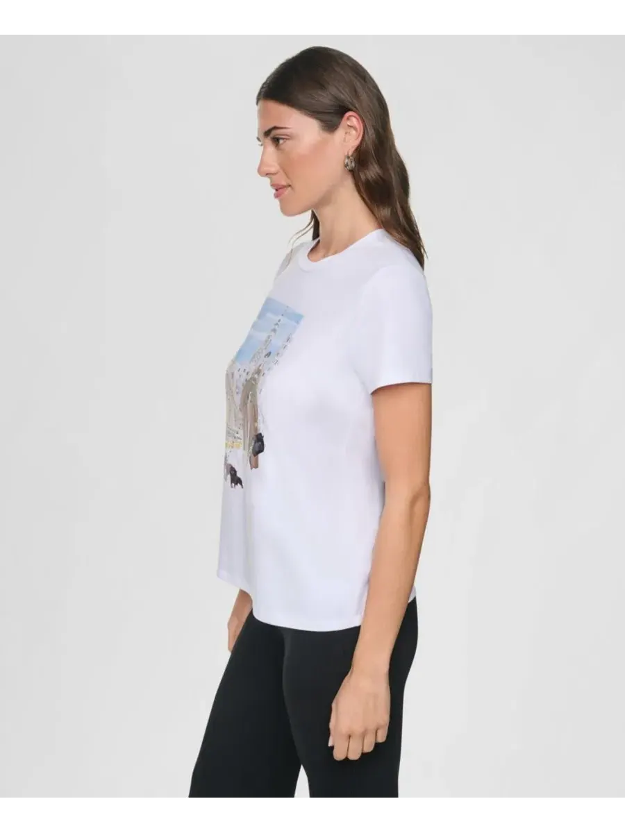 Футболка с графическим принтом Midtown Dog Walker DKNY — изображение 3 из 5, белый