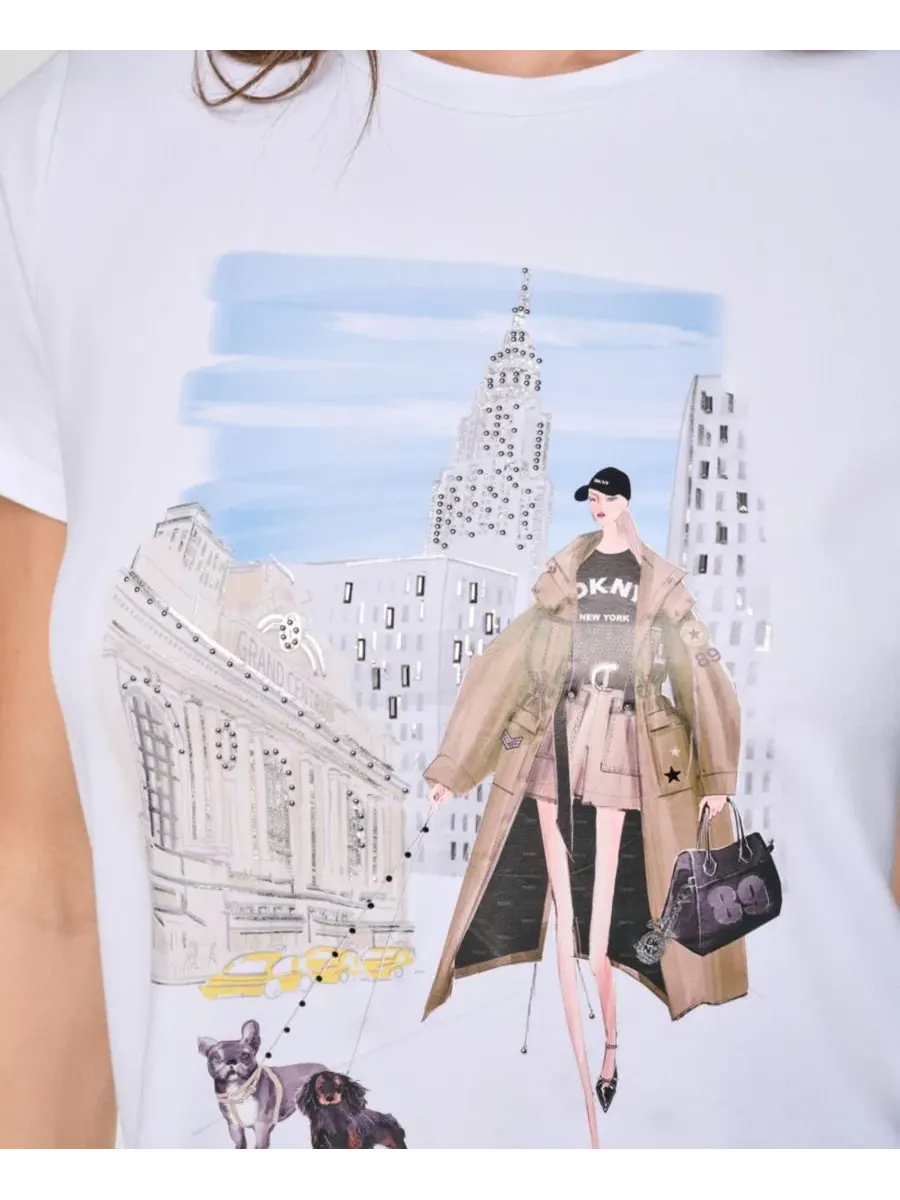 Футболка с графическим принтом Midtown Dog Walker DKNY — изображение 4 из 5, белый