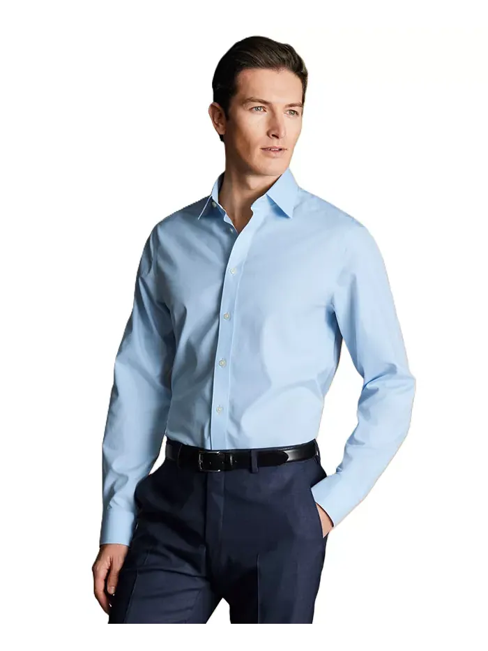 Мужская рубашка из поплина Slim-Fit Charles Tyrwhitt — синий