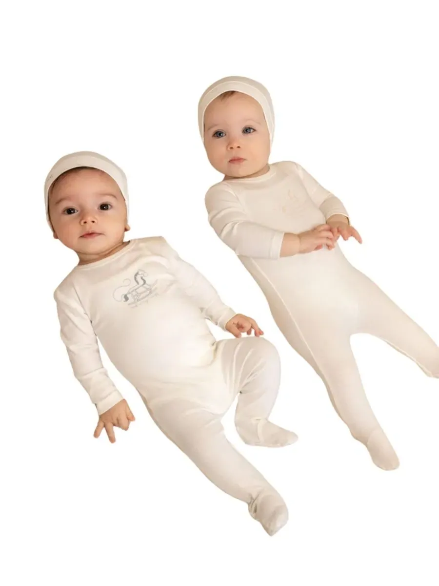 Комплект слипа и шапки Rocking Horse из хлопка NoggiWear — изображение 3 из 4, бежевый