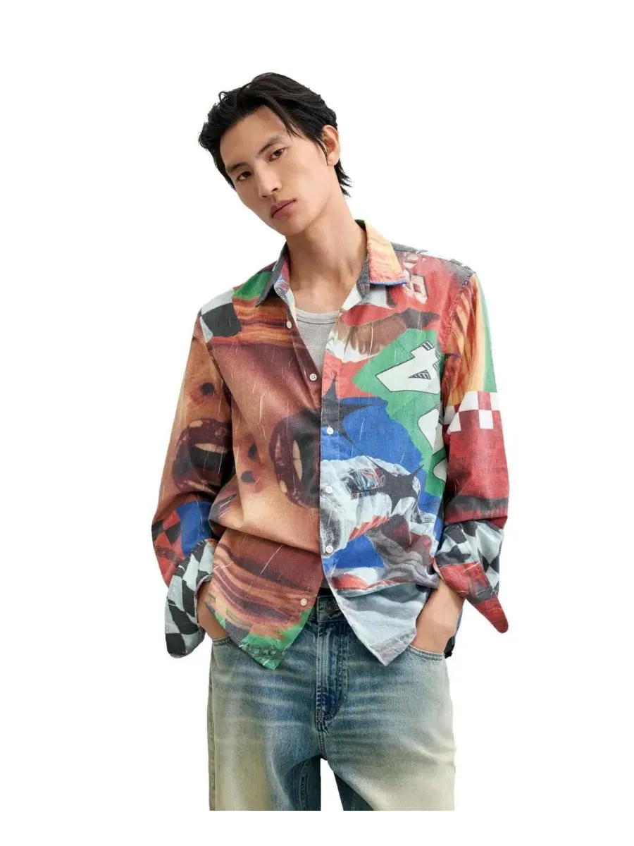Мужская рубашка с принтом из коллажа Desigual