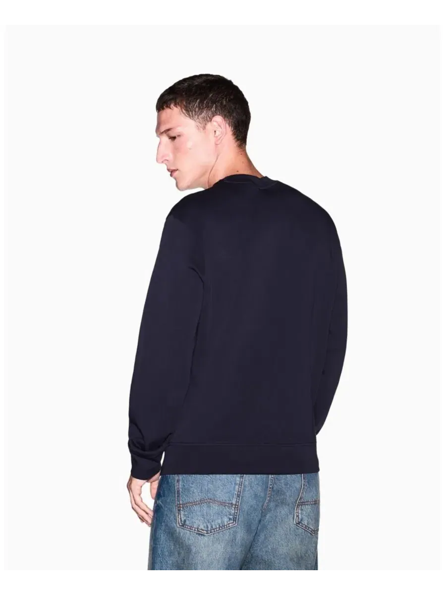 Мужской свитшот с длинным рукавом и принтом A|X Armani Exchange — изображение 4 из 8, глубокий темно-синий