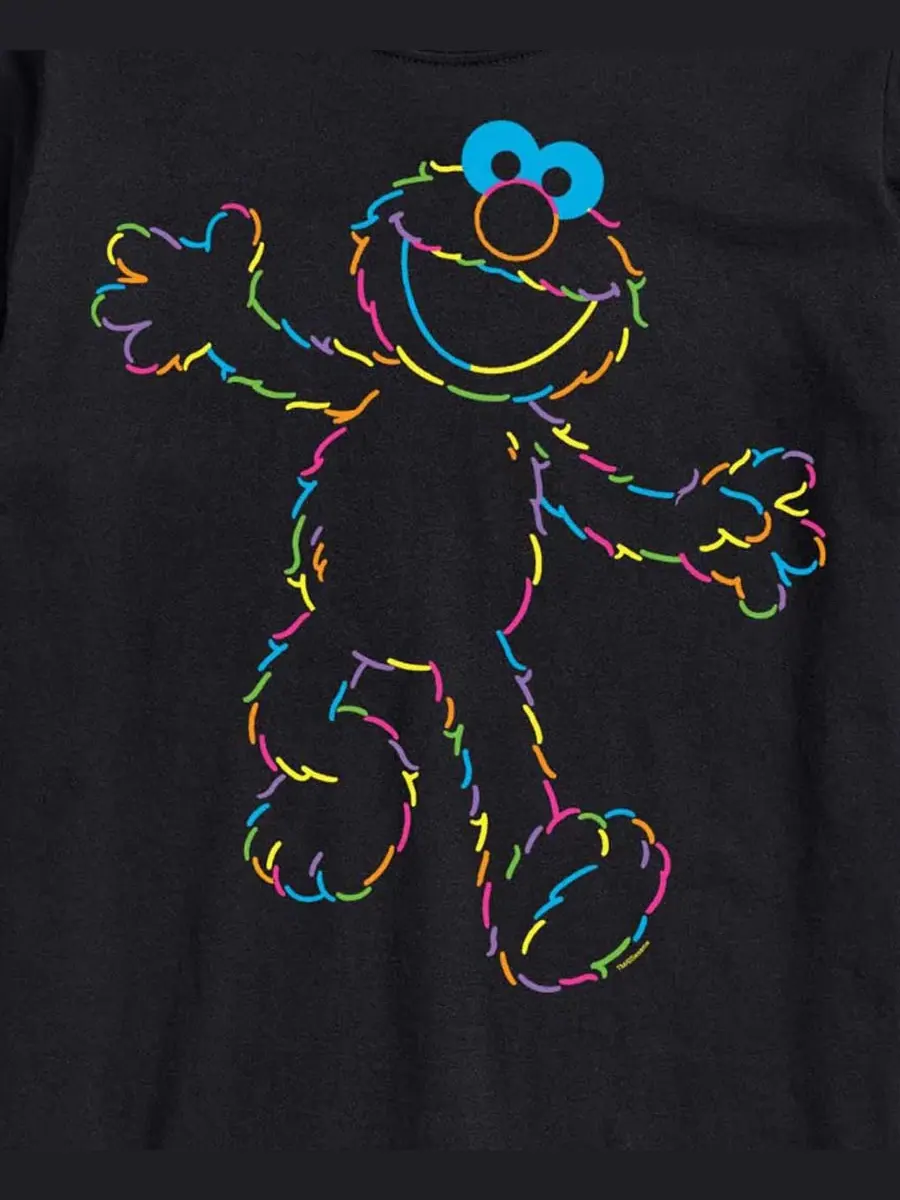 Футболка с длинным рукавом Sesame Street Elmo Rainbow Lineart AIRWAVES — изображение 3 из 3, черный