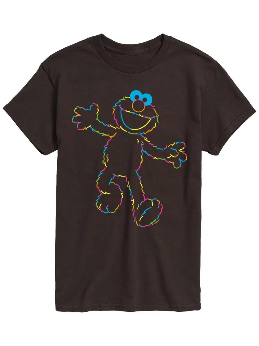 Футболка с коротким рукавом, с принтом Elmo Rainbow Lineart AIRWAVES — изображение 1 из 3, коричневый