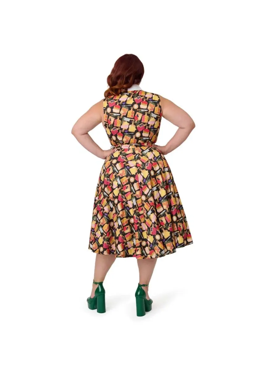 Платье-трапеция без рукавов с поясом, модель Sleeveless Dress Unique Vintage — изображение 2 из 4, черный