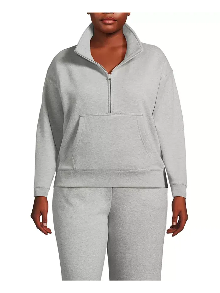 Толстовка больших размеров Serious Sweats с длинным рукавом и молнией до середины груди, свободная — изображение 1 из 3