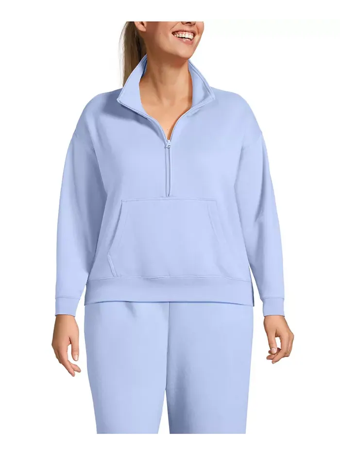 Толстовка больших размеров Serious Sweats с длинным рукавом и молнией до середины груди, свободная — изображение 1 из 3