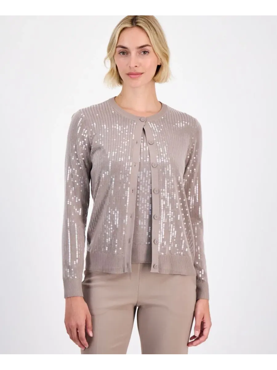 Кардиган с пайетками Anne Klein, Natural Clay