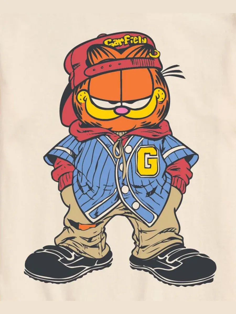 Футболка с графическим принтом Garfield Streetwear AIRWAVES — изображение 3 из 3, бежевый