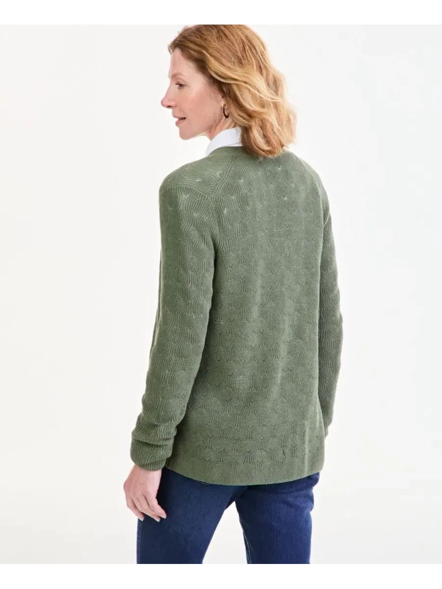 Кардиган с открытым передом и V-образным вырезом, модель Open Stitch Style & Co — изображение 2 из 3, зеленый