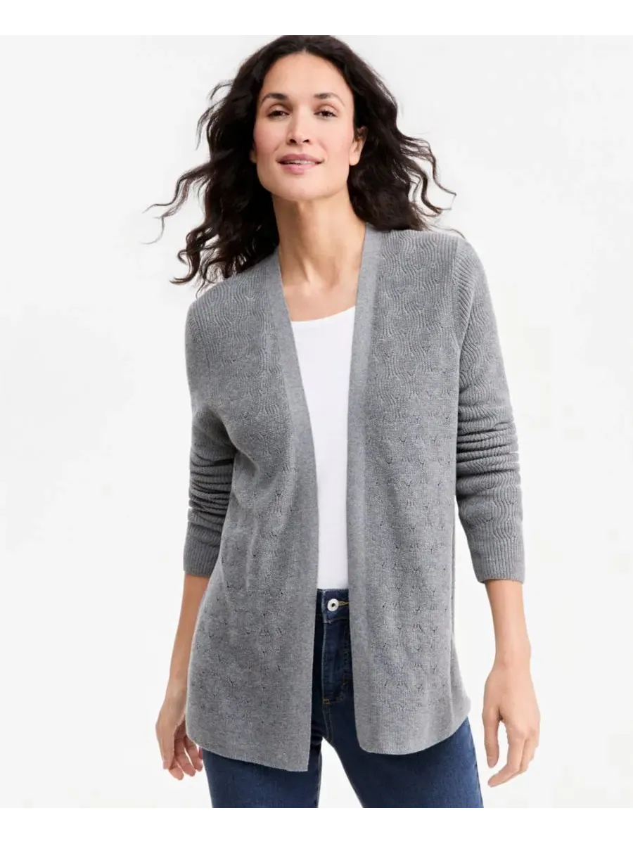 Кардиган с открытой вязкой Style & Co, Stormy Heather — изображение 1 из 4